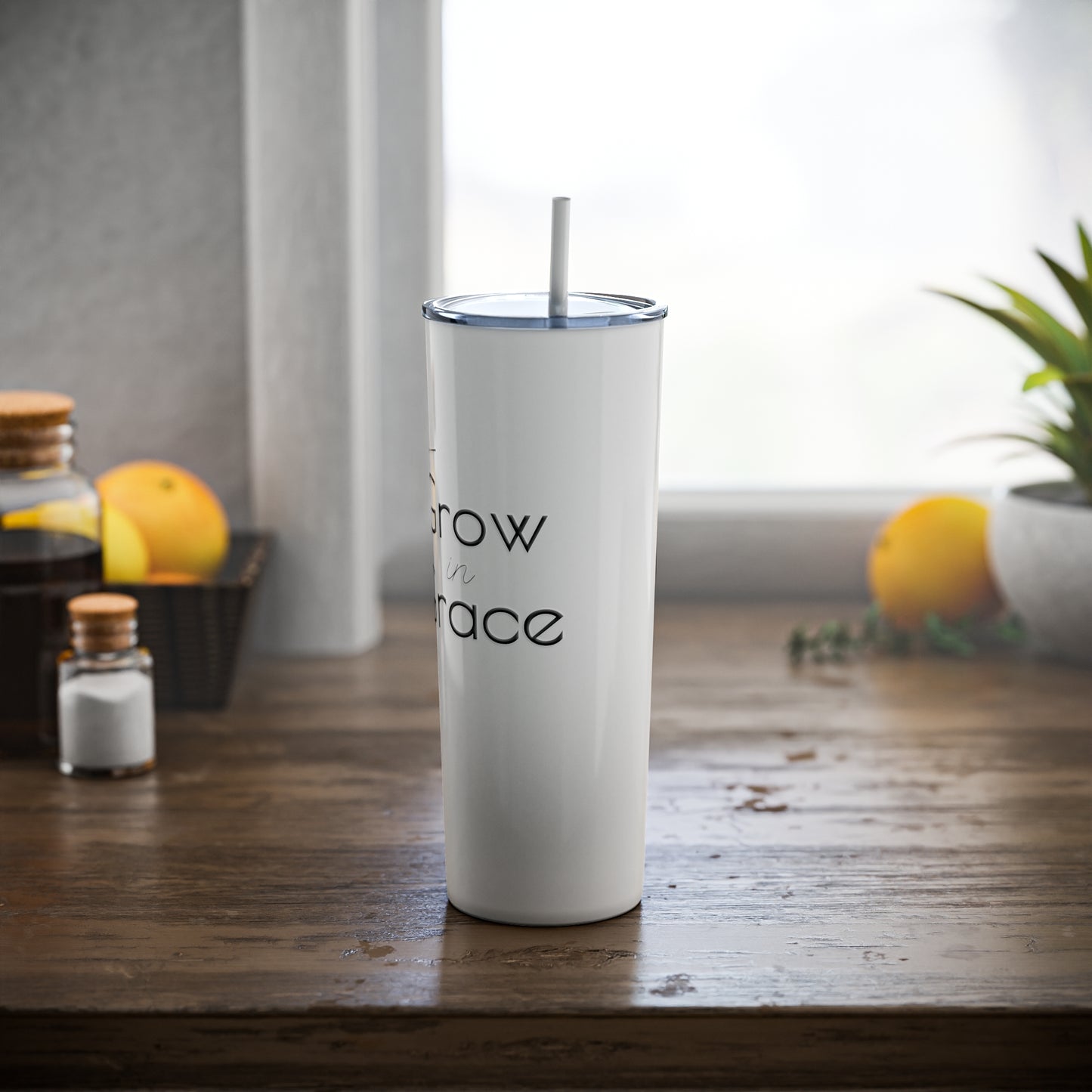 Skinny Steel Tumbler with Straw, 20oz